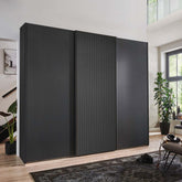 Tulsa 3 Door Graphite Sliding Door Wardrobe with Decking - Free Assembly - Pendle Village Furniture